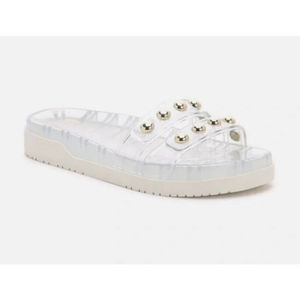New Marc Fisher Trent Jelly Platform slide sandals size 11M white/clear MSRP $89
